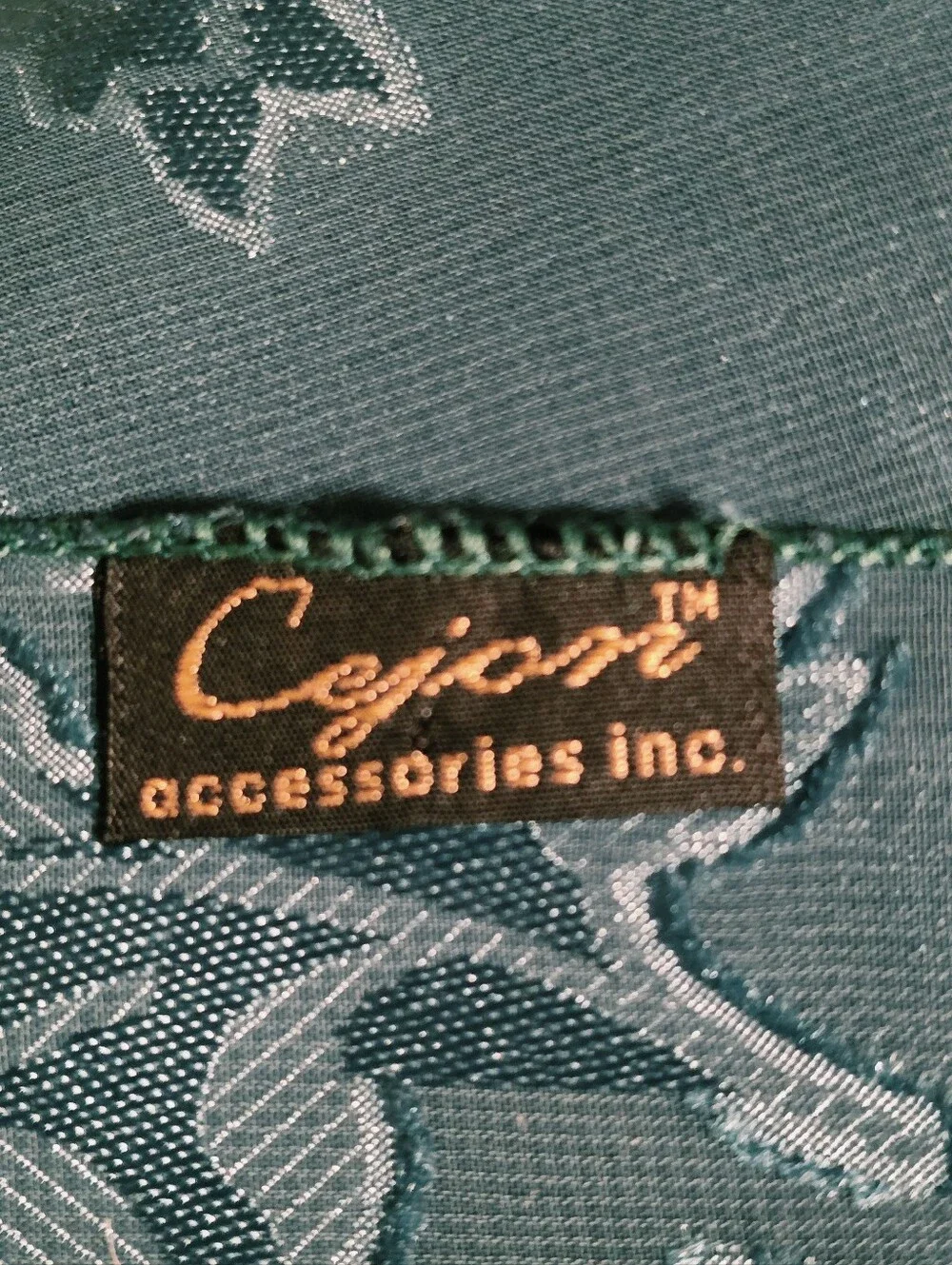 Cejon Accessories Deep Green Satin Jacquard Floral Oblong Scarf
